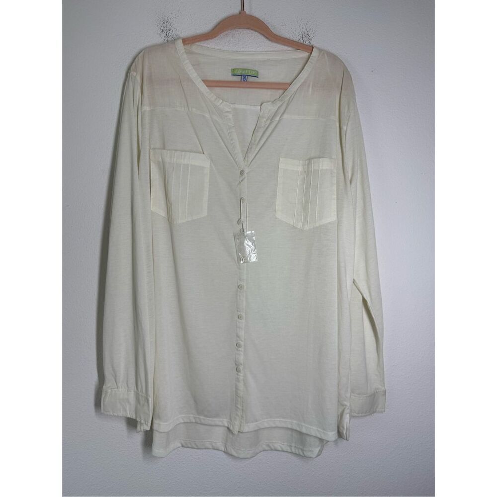 NWOT Line Plus Women’s Sheer Button Down Blouse Cream Size 3xL